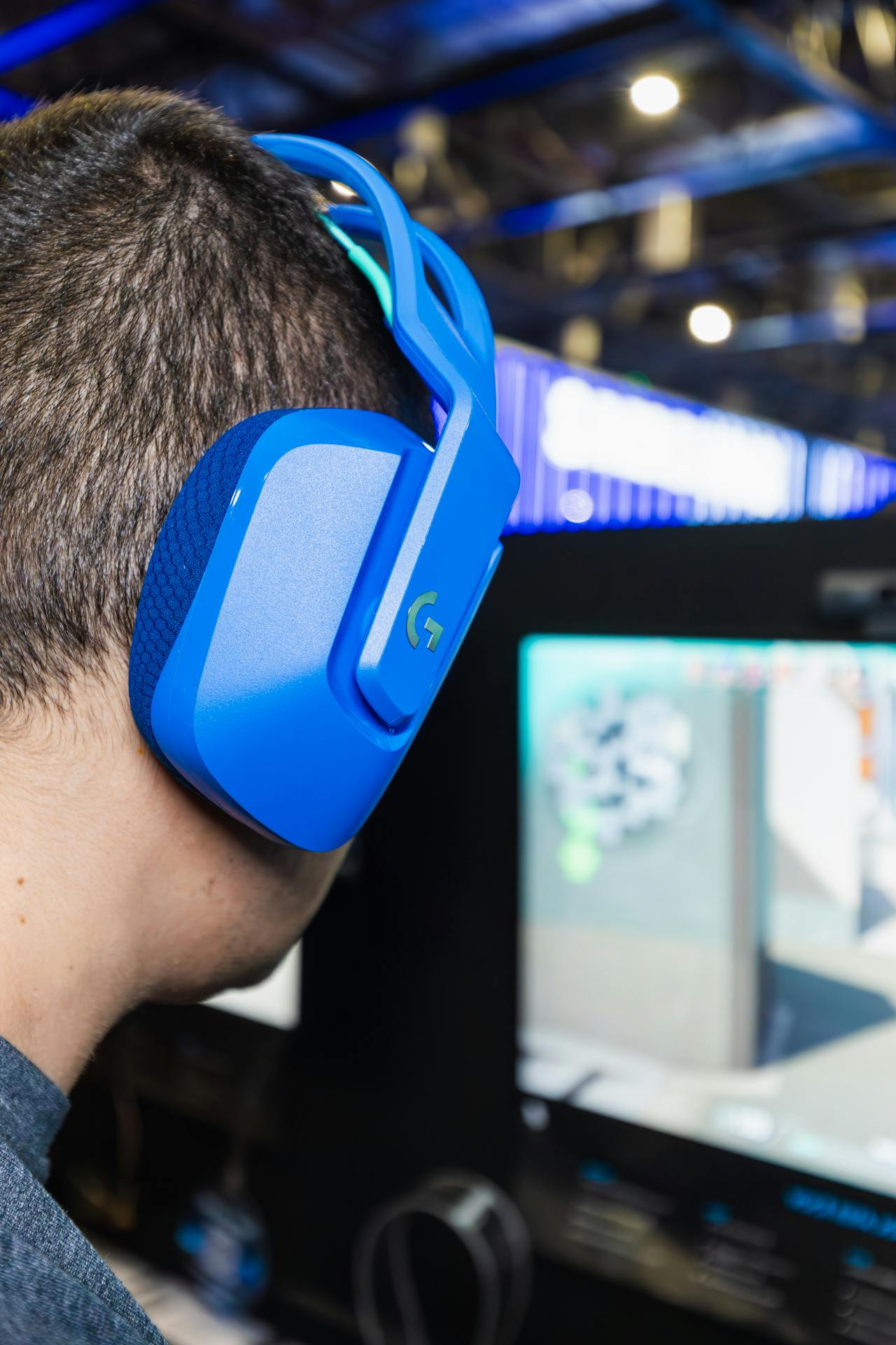 Gamer wearing Logitech gaming headset