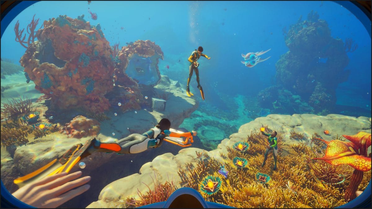 Subnautica 2 multiplayer co-op 4-player two divers exploring underwater together